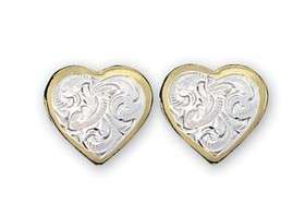 Montana Silversmiths Silver Gold Heart Earrings Studs  