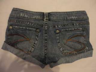 Sexy SILVER Low Rise Cuffed Rolled 66 Distressed Jean Shorts The 