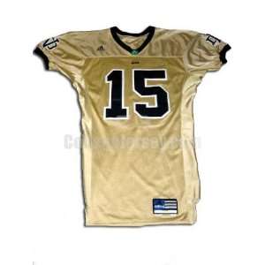  Gold No. 15 Game Used Notre Dame Adidas Football Jersey (SIZE 