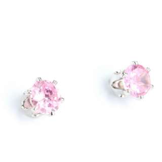 ROUND STUD 5x5mm PINK SAPPHIRE EARRINGS**  