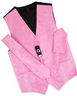 20F/ New Mens Pink Tuxedo Vest Set, Paisleys  