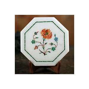  NOVICA Marble inlay plate, Blossoming Ode Kitchen 