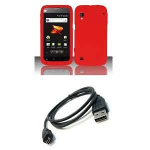   Red Silicone Soft Skin Case Cover + Atom LED Keychain Light + Micro