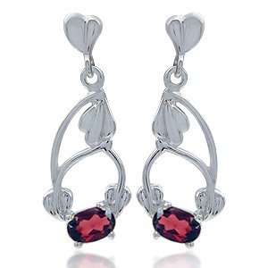   January Birthstone Gift Garnet Sterling Silver Vine Earrings Jewelry
