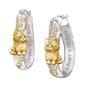   Love Engraved Sterling Silver Earrings Cat Lover Jewelry Jewelry