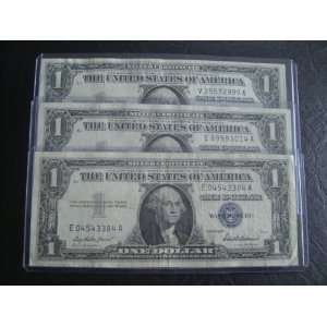  Lot of 3 One dollar Silver Certificates Series 1957 Three 