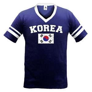 KOREA Soccer T shirt KOREAN Retro Flag Football Ringer  