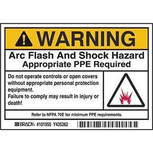 Basic Arc Flash Labels (Warning; Text & pictograph; 3 1/2 H x 5 W 
