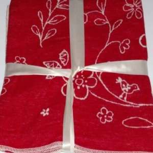  Bazaar Rich Red Floral Luxury Fleece Throw Blanket Soft 