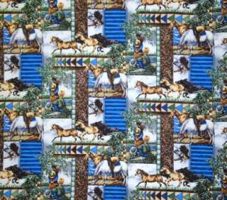 HORSE FABRIC point of view fabric RUNNING HORSES cotton fabric By the 