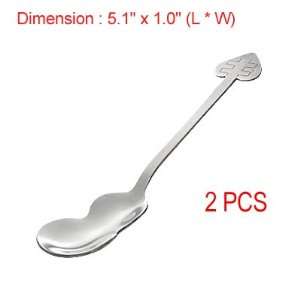  2pcs Guitar Shaped Stainless Steel Soup Spoon Silver Tone for Kids 