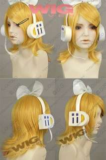 Vocaloid Kagamine Rin Cosplay Short Yellow Blonde Wig  