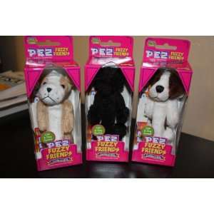 THREE Dog Fuzzy Pez Dispensers Barney the Beagle, Molly the Poodle 