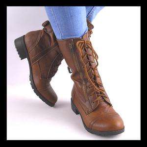 NEW TAN LACEUP LUG SOLE COMBAT BOOTS  