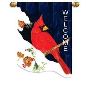  Winter Cardinal Welcome Garden Flag Banner 13 X 18: Patio 