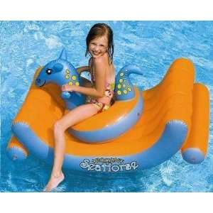   Swimline Inflatable Giant Seahorse Ride on Pool Toy: Toys & Games