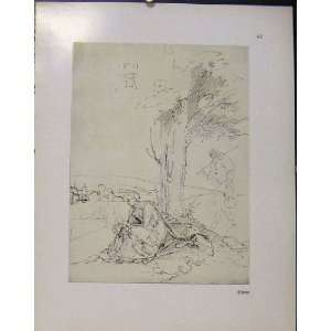  German Drawings Man And Woman Under Tree With Baby