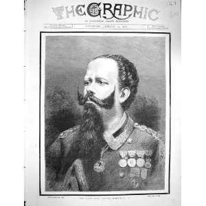   1878 Antique Portrait Late King Victor Emmanuel Italy