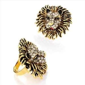  Gold Crystal Lion Adjustable Ring AJ23212 Arts, Crafts 