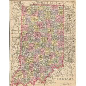  Wanamaker 1895 Antique Map of Indiana