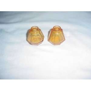  Pair Small Vintage Amber Glass Shakers 