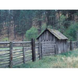 Horse and Cattle Corral with Shed, Wallowa County, Oregon, USA 