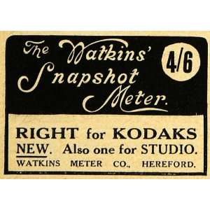 1918 Ad Watkins Snapshot Meter Kodak Film Camera Photography Hereford 