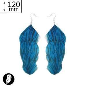   : sg paris women earrings fish hook 120mm blue comb feather: Jewelry