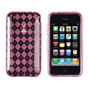  Hot Pink Flexible Gel Argyle Case for Apple iPhone 3G 