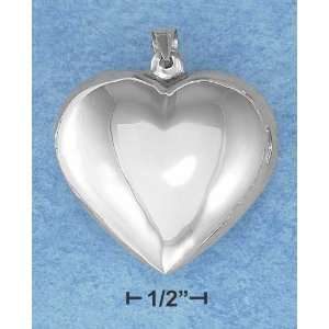  STERLING SILVER LARGE HIGH POLISH HEART PENDANT: Jewelry
