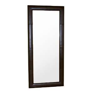   Furniture  Floor Mirror with Dark Brown Leather Frame