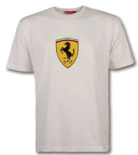 AUTHENTIC FERRARI BIG SCUDETTO T SHIRT AVAILABLE IN RED BLACK OR WHITE 
