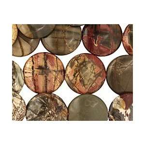  Red Creek Jasper Beads Puff Coin 30mm Arts, Crafts 