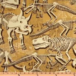  44 Wide Timeless Treasures Dinosaur Bones Gold Fabric By 