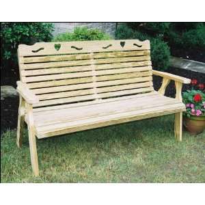  64 Treated Pine Crossback with Heart Garden Bench Patio 