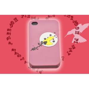  Hand Made iphone 4 Silicon Case   Hummingbird(Pink) w 
