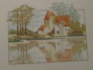 Completed Finished Counted cross stitch 139 Lake Scene E  