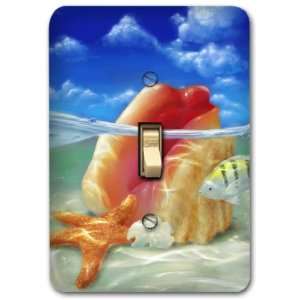 Ocean Beach Sea Shell Starfish Metal Light Switch Plate Cover Single 