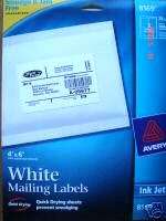AVERY 8169 White Mailing 4x6 Mailing Labels   75 ct.  