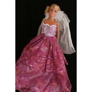   Wedding Dress, Handmade to Fit the Barbie Sized Doll: Toys & Games