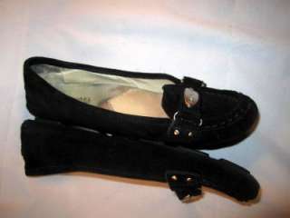 MICHAEL KORS black leather suede shoes flats loafers size 7.5 M 