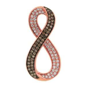    14K Rose Gold Brown and White Diamond Infinity Pendant: Jewelry