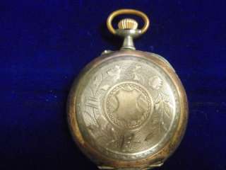 VINTAGE POCKET WATCH 10 RUBIES CYLINDRE, COIN SILVER CASE  