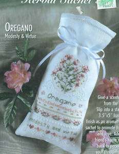 Oregano Herbal Sachet Cross Stitch Kit w Beads Charm  