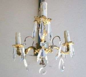 Great antique French bronze & glass chandelier # 06557  