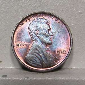 1910 Lincoln Wheat Cent *Choice BU Red & Brown* Blue Toned  
