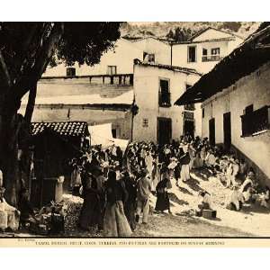  1938 Taxco de Alarcon Mexico Market Plaza People Print 