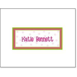 Queen Bee Personalized Folded Note Cards   Pink & Green Polka Dot