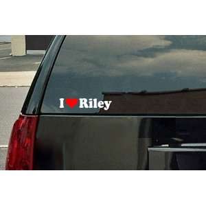  I Love Riley Vinyl Decal   White with a red heart 