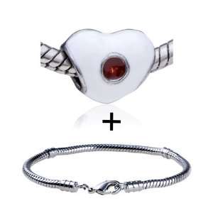   Heart Pattern European Charm Bead Bracelet Flag Fits Pandora Charms
